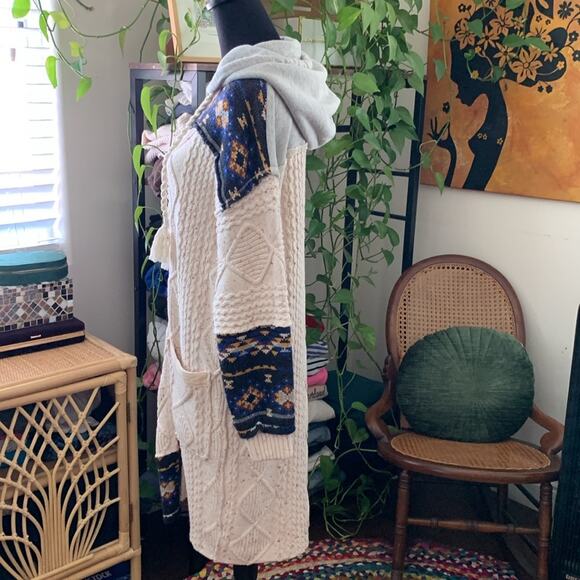 Free People Capture The Moment Confetti Knit Hooded Zip Midi Sweater Cardi Coat - Picture 2 of 6